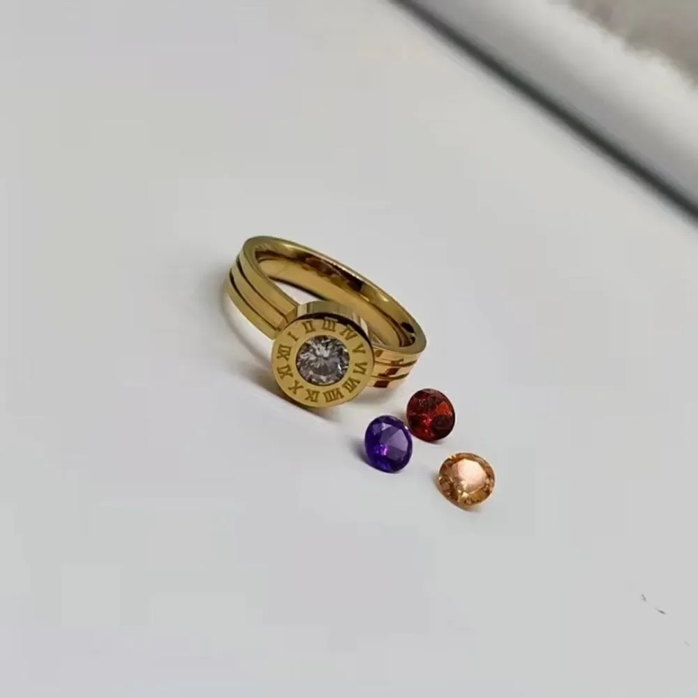 ✨🆕✨ Stunning 18K Gold Plated Over Titanium Numeral Zircon Interchangeable Ring✨